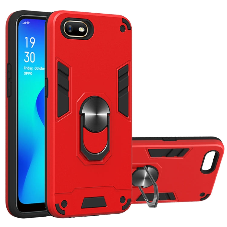 For OPPO A1k & Realme C2 2 in 1 Armour Series PC + TPU Protective Case with Ring Holder