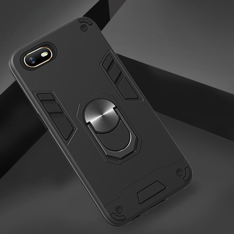 For OPPO A1k & Realme C2 2 in 1 Armour Series PC + TPU Protective Case with Ring Holder