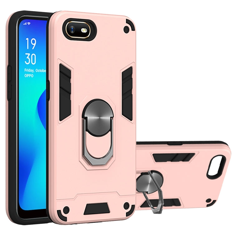 For OPPO A1k & Realme C2 2 in 1 Armour Series PC + TPU Protective Case with Ring Holder