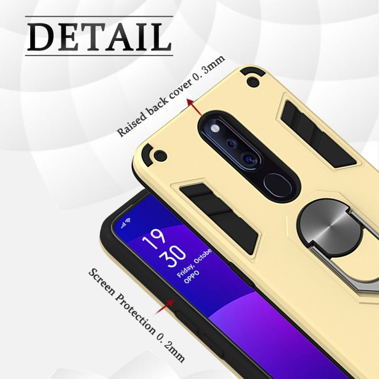 For OPPO F11 Pro 2 in 1 Armour Series PC + TPU Protective Case with Ring Holder