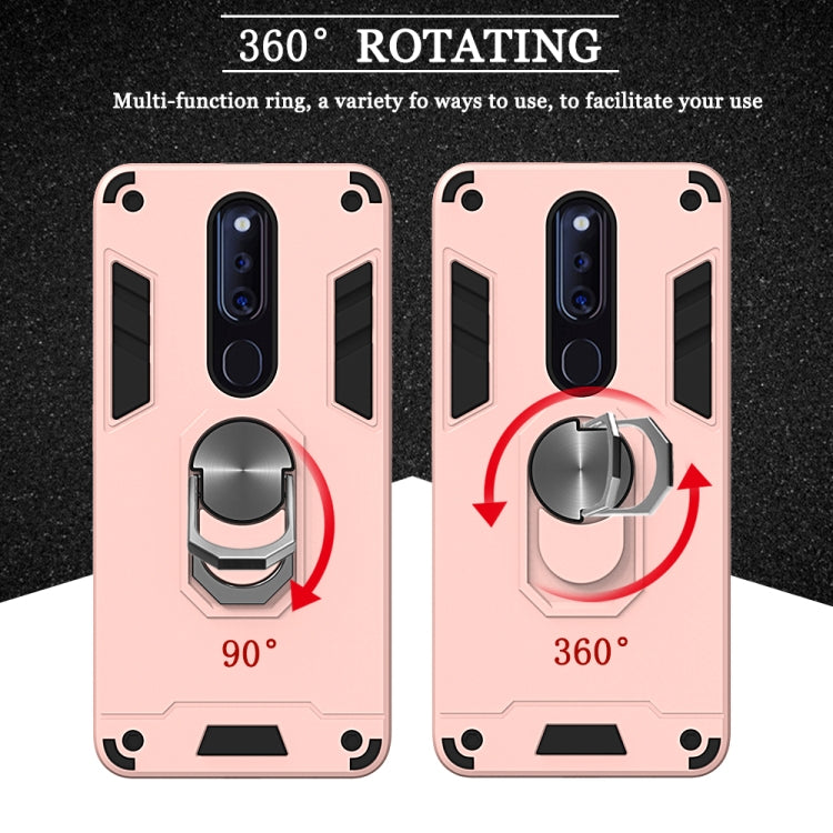 For OPPO F11 Pro 2 in 1 Armour Series PC + TPU Protective Case with Ring Holder
