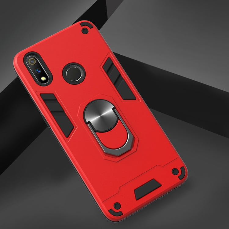 For OPPO Realme 3 Rro 2 in 1 Armour Series PC + TPU Protective Case with Ring Holder