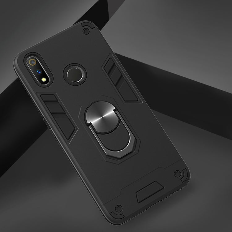 For OPPO Realme 3 Rro 2 in 1 Armour Series PC + TPU Protective Case with Ring Holder