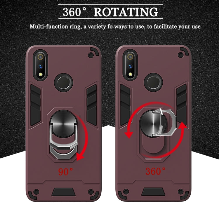 For OPPO Realme 3 Rro 2 in 1 Armour Series PC + TPU Protective Case with Ring Holder