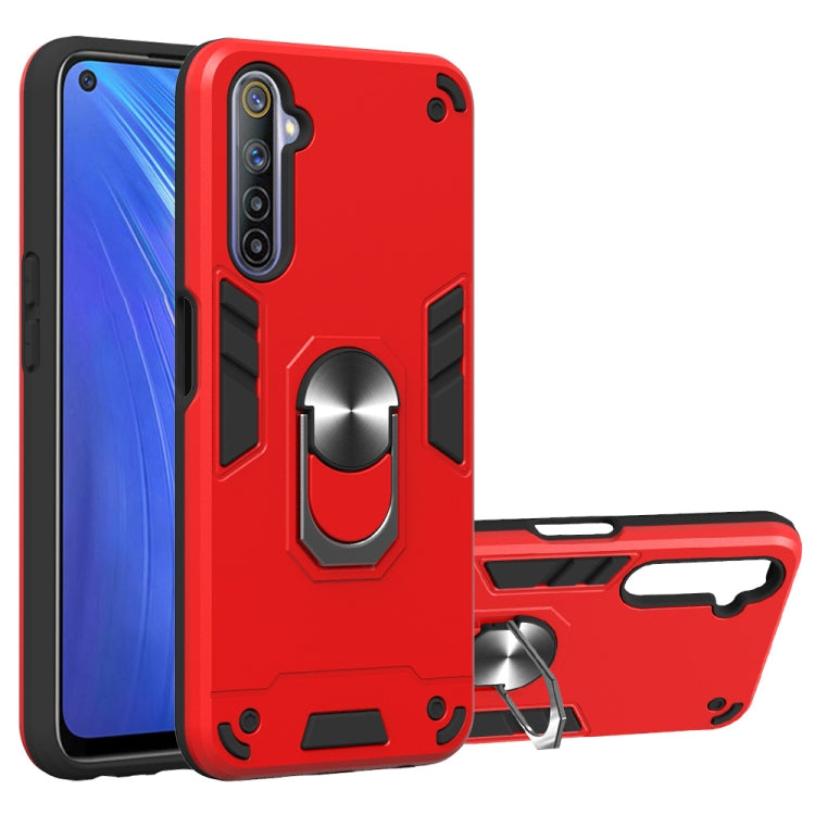 For OPPO Realme 6 2 in 1 Armour Series PC + TPU Protective Case with Ring Holder