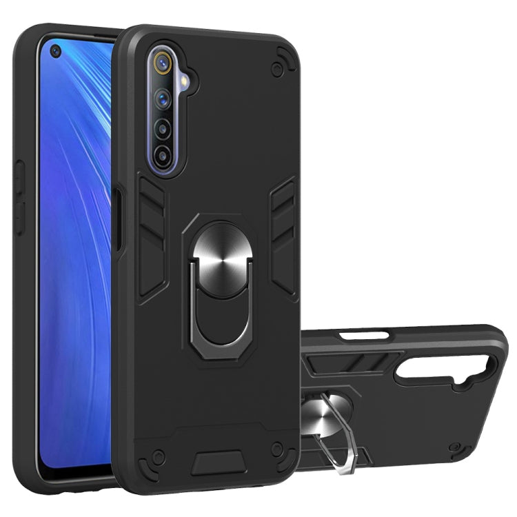 For OPPO Realme 6 2 in 1 Armour Series PC + TPU Protective Case with Ring Holder