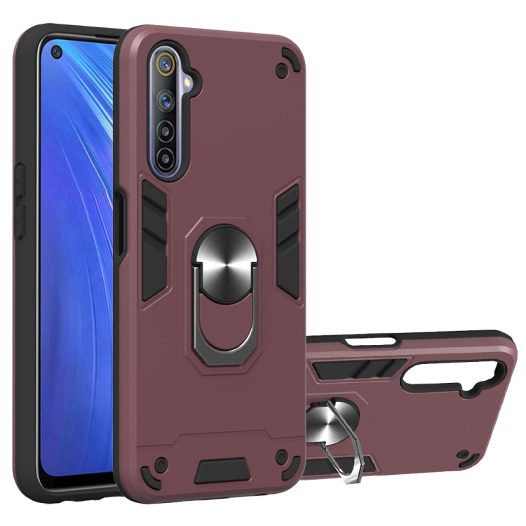 For OPPO Realme 6 2 in 1 Armour Series PC + TPU Protective Case with Ring Holder