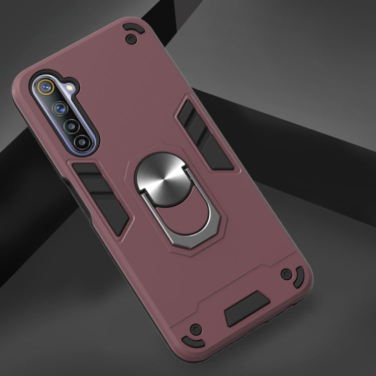 For OPPO Realme 6 2 in 1 Armour Series PC + TPU Protective Case with Ring Holder
