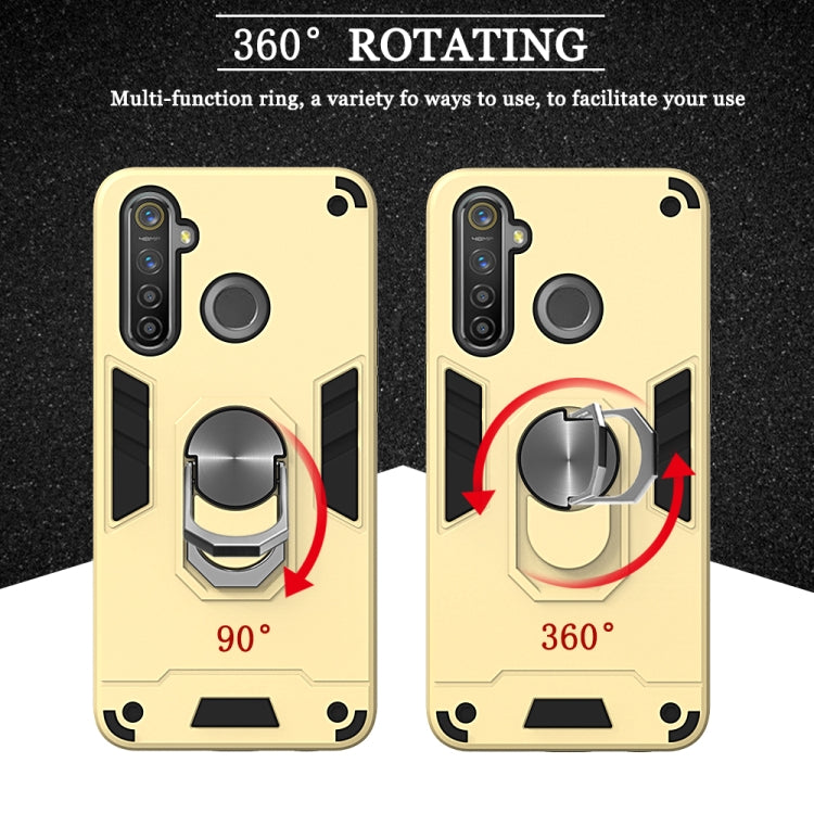For OPPO Realme 5 Pro 2 in 1 Armour Series PC + TPU Protective Case with Ring Holder