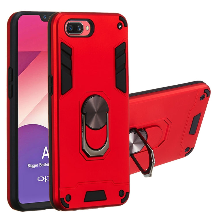 For OPPO A3s & A5 & Realme C1 2 in 1 Armour Series PC + TPU Protective Case with Ring Holder