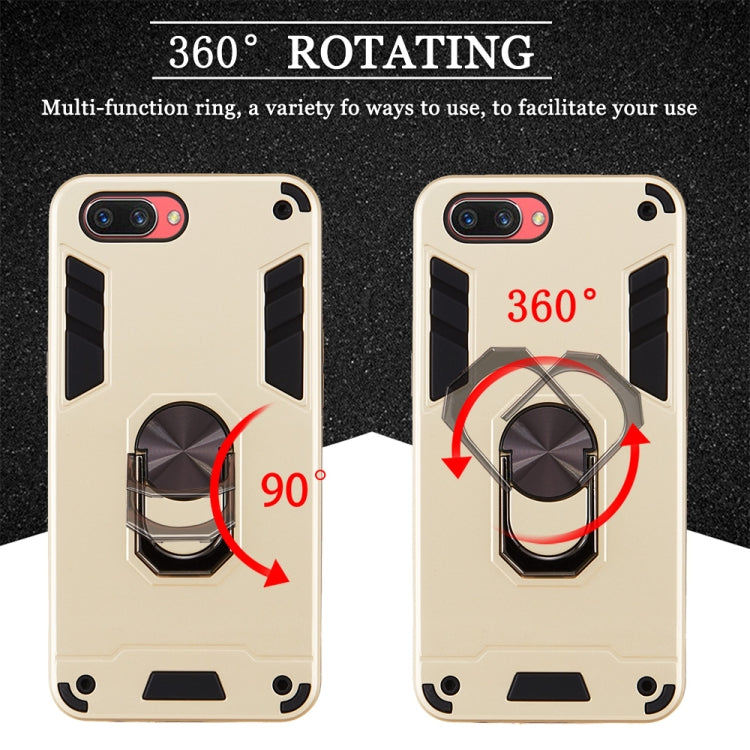 For OPPO A3s & A5 & Realme C1 2 in 1 Armour Series PC + TPU Protective Case with Ring Holder