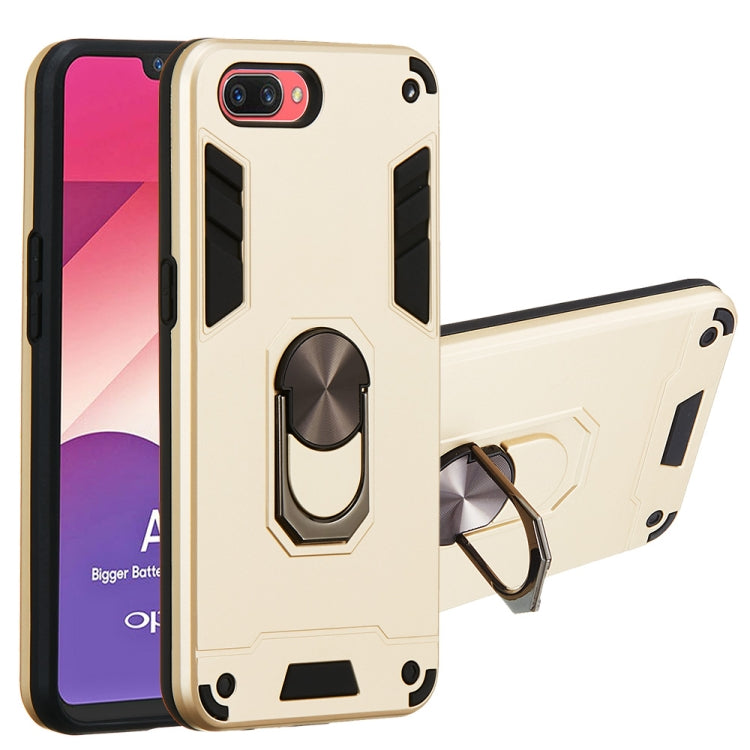 For OPPO A3s & A5 & Realme C1 2 in 1 Armour Series PC + TPU Protective Case with Ring Holder