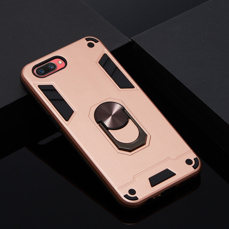 For OPPO A3s & A5 & Realme C1 2 in 1 Armour Series PC + TPU Protective Case with Ring Holder