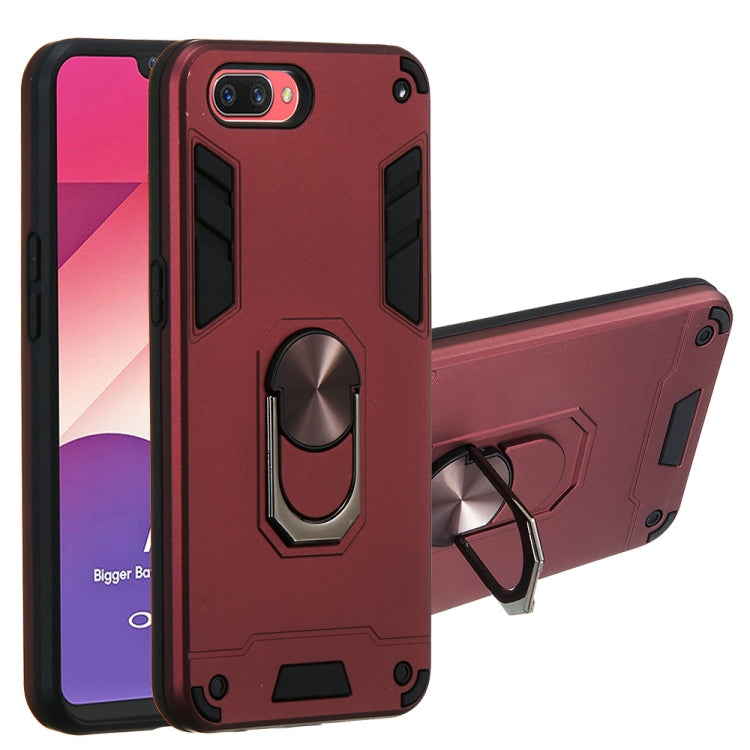 For OPPO A3s & A5 & Realme C1 2 in 1 Armour Series PC + TPU Protective Case with Ring Holder