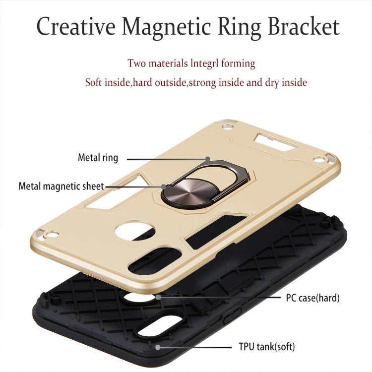 For OPPO Realme 3 2 in 1 Armour Series PC + TPU Protective Case with Ring Holder