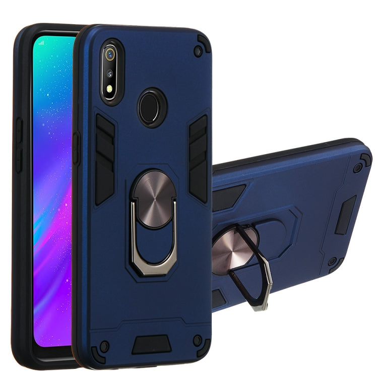 For OPPO Realme 3 2 in 1 Armour Series PC + TPU Protective Case with Ring Holder