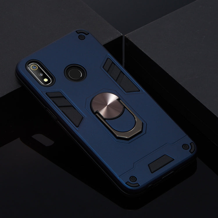 For OPPO Realme 3 2 in 1 Armour Series PC + TPU Protective Case with Ring Holder
