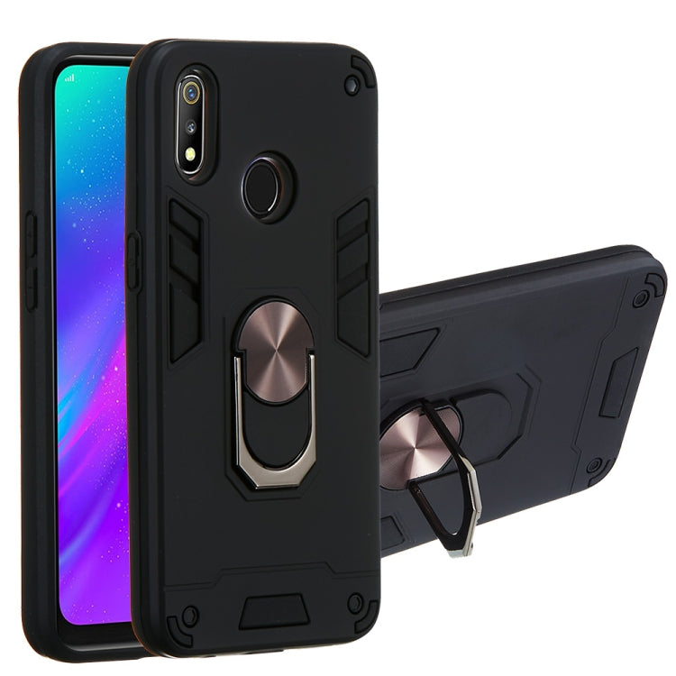 For OPPO Realme 3 2 in 1 Armour Series PC + TPU Protective Case with Ring Holder