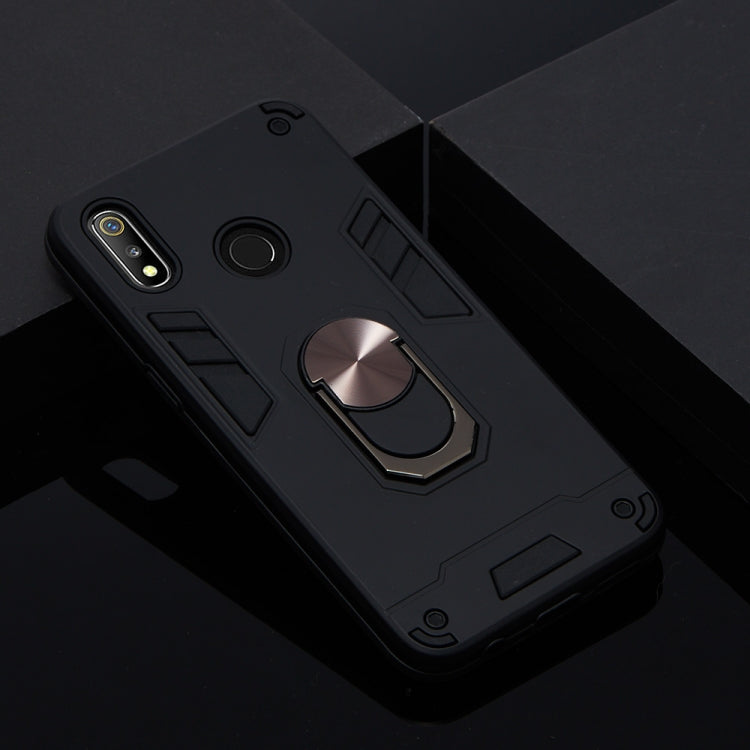 For OPPO Realme 3 2 in 1 Armour Series PC + TPU Protective Case with Ring Holder