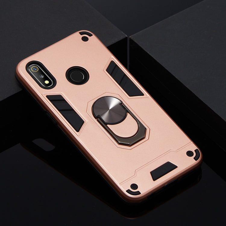 For OPPO Realme 3 2 in 1 Armour Series PC + TPU Protective Case with Ring Holder