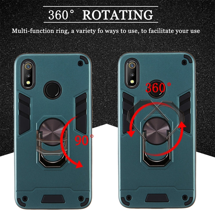 For OPPO Realme 3 2 in 1 Armour Series PC + TPU Protective Case with Ring Holder