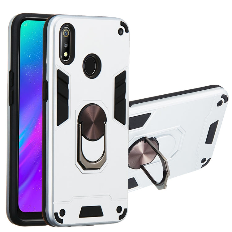 For OPPO Realme 3 2 in 1 Armour Series PC + TPU Protective Case with Ring Holder