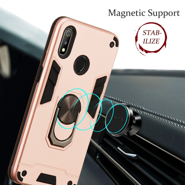 For OPPO Realme 3 2 in 1 Armour Series PC + TPU Protective Case with Ring Holder