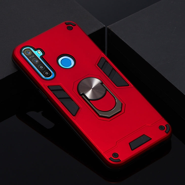 For OPPO Realme 5 2 in 1 Armour Series PC + TPU Protective Case with Ring Holder