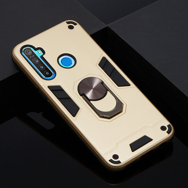 For OPPO Realme 5 2 in 1 Armour Series PC + TPU Protective Case with Ring Holder