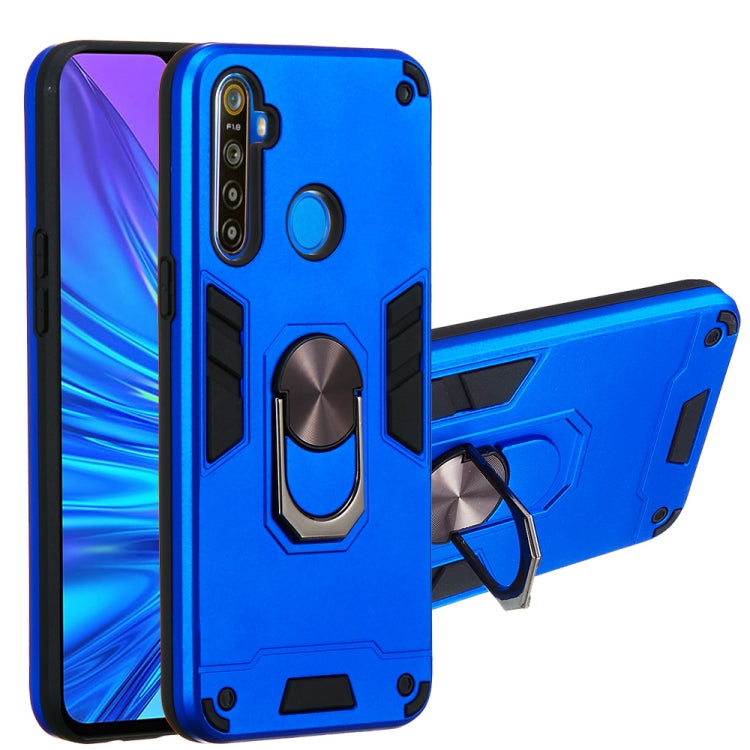 For OPPO Realme 5 2 in 1 Armour Series PC + TPU Protective Case with Ring Holder
