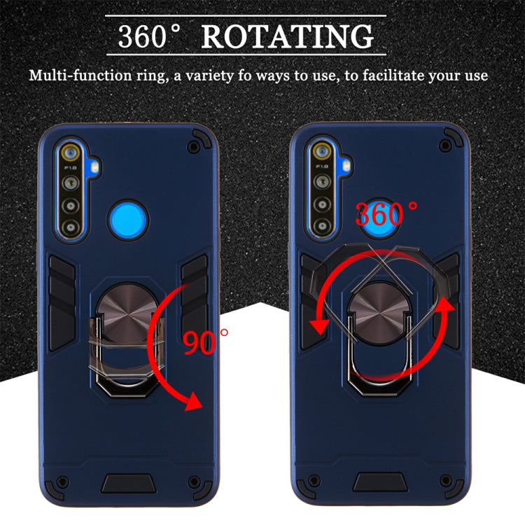 For OPPO Realme 5 2 in 1 Armour Series PC + TPU Protective Case with Ring Holder