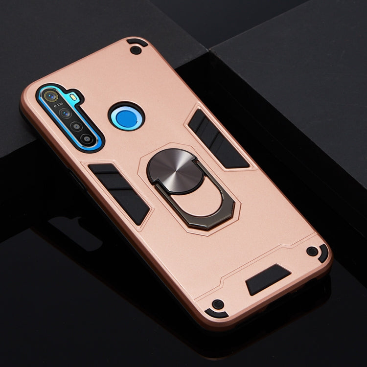 For OPPO Realme 5 2 in 1 Armour Series PC + TPU Protective Case with Ring Holder