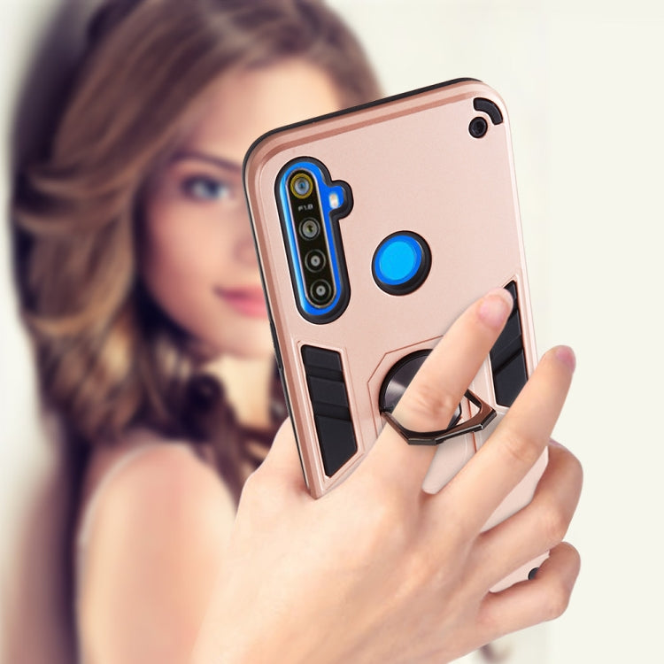 For OPPO Realme 5 2 in 1 Armour Series PC + TPU Protective Case with Ring Holder