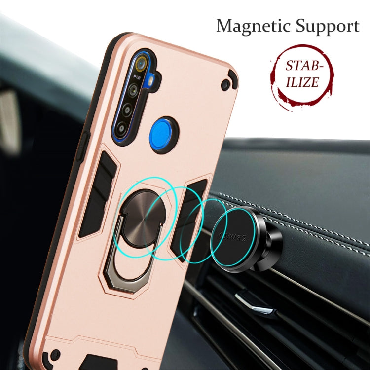 For OPPO Realme 5 2 in 1 Armour Series PC + TPU Protective Case with Ring Holder