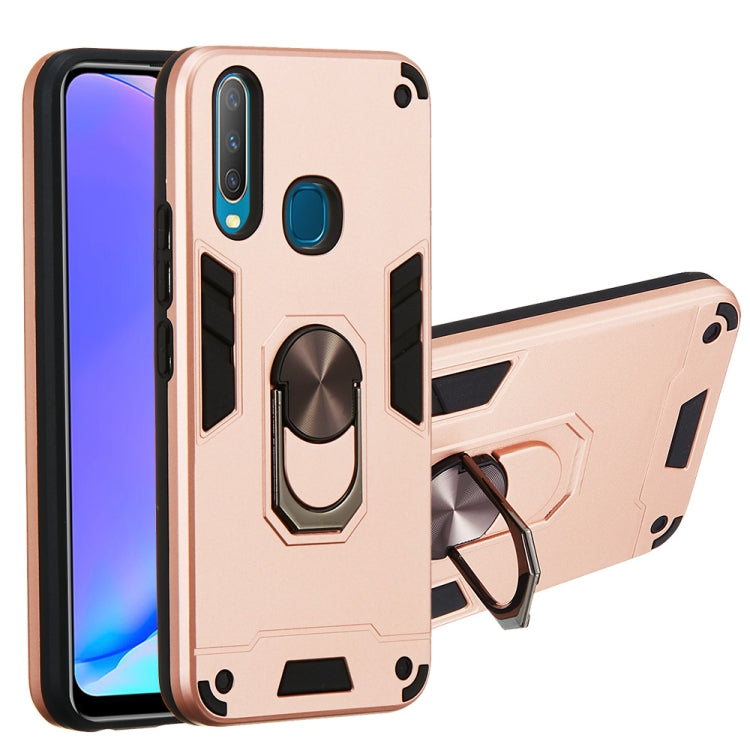 For vivo Y17 / Y15 / Y12 / U10 / Y11 / Y3 2 in 1 Armour Series PC + TPU Protective Case with Ring Holder