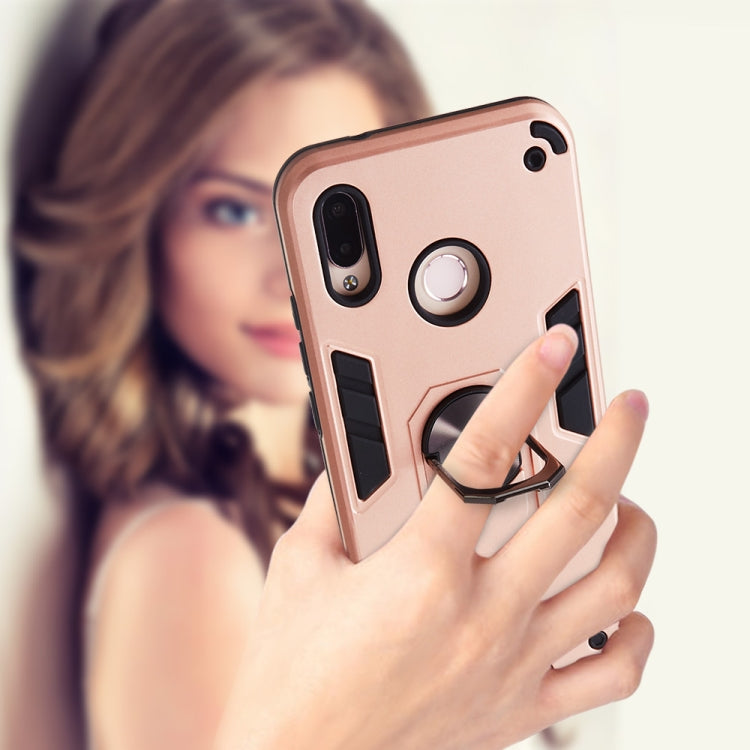 For Huawei P20 Lite / nova 3e 2 in 1 Armour Series PC + TPU Protective Case with Ring Holder