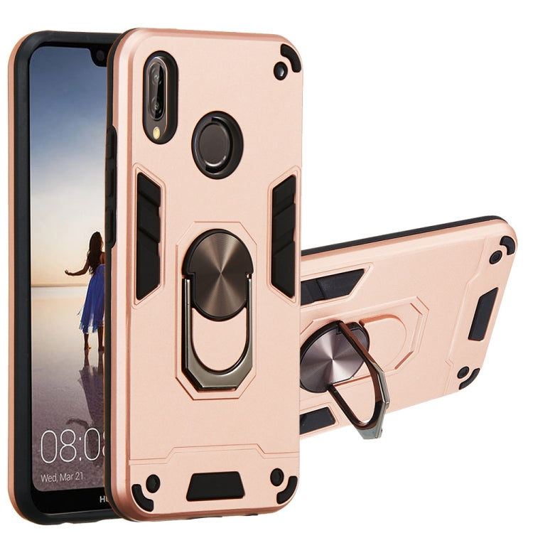 For Huawei P20 Lite / nova 3e 2 in 1 Armour Series PC + TPU Protective Case with Ring Holder