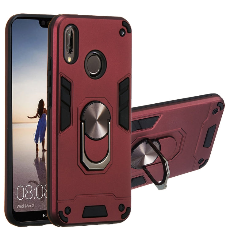 For Huawei P20 Lite / nova 3e 2 in 1 Armour Series PC + TPU Protective Case with Ring Holder