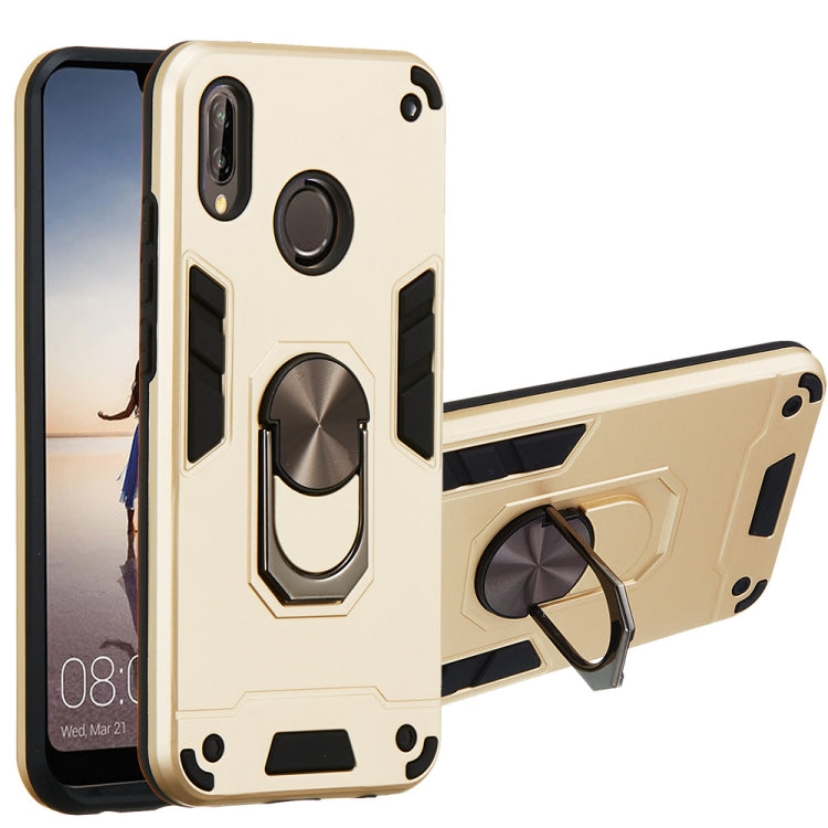 For Huawei P20 Lite / nova 3e 2 in 1 Armour Series PC + TPU Protective Case with Ring Holder