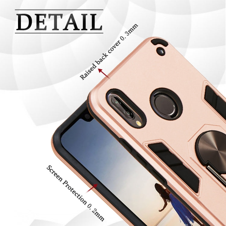 For Huawei P20 Lite / nova 3e 2 in 1 Armour Series PC + TPU Protective Case with Ring Holder