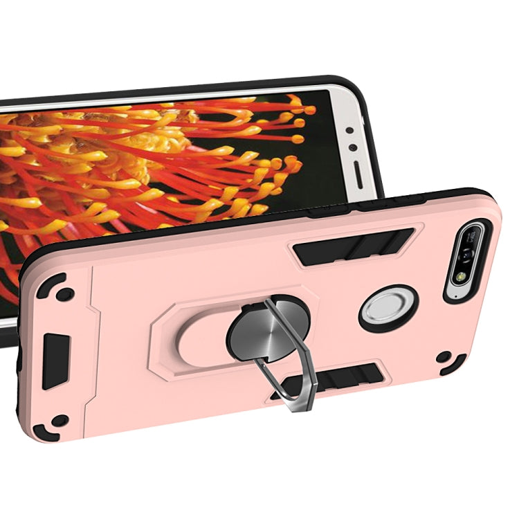 For Huawei Y6 (2018) 2 in 1 Armour Series PC + TPU Protective Case with Ring Holder
