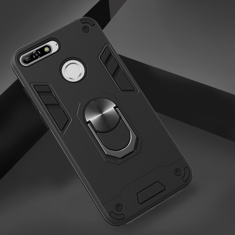 For Huawei Y6 (2018) 2 in 1 Armour Series PC + TPU Protective Case with Ring Holder