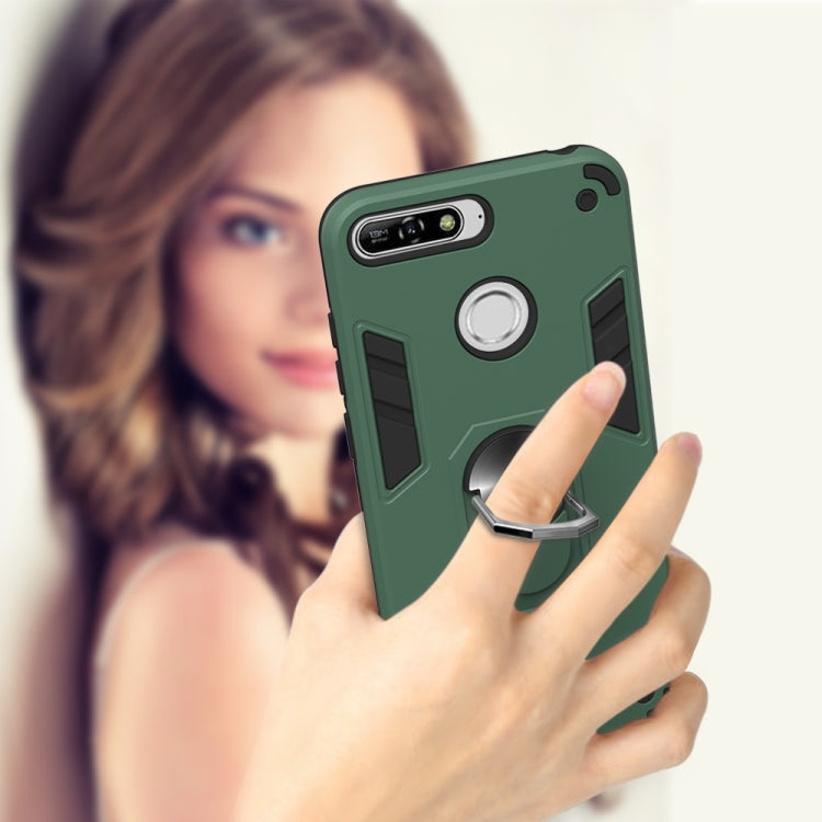 For Huawei Y6 (2018) 2 in 1 Armour Series PC + TPU Protective Case with Ring Holder