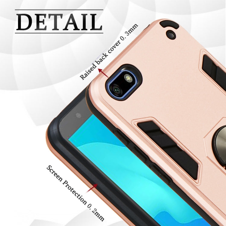 For Huawei Y5 (2018) / Y5 Prime (2018) 2 in 1 Armour Series PC + TPU Protective Case with Ring Holder