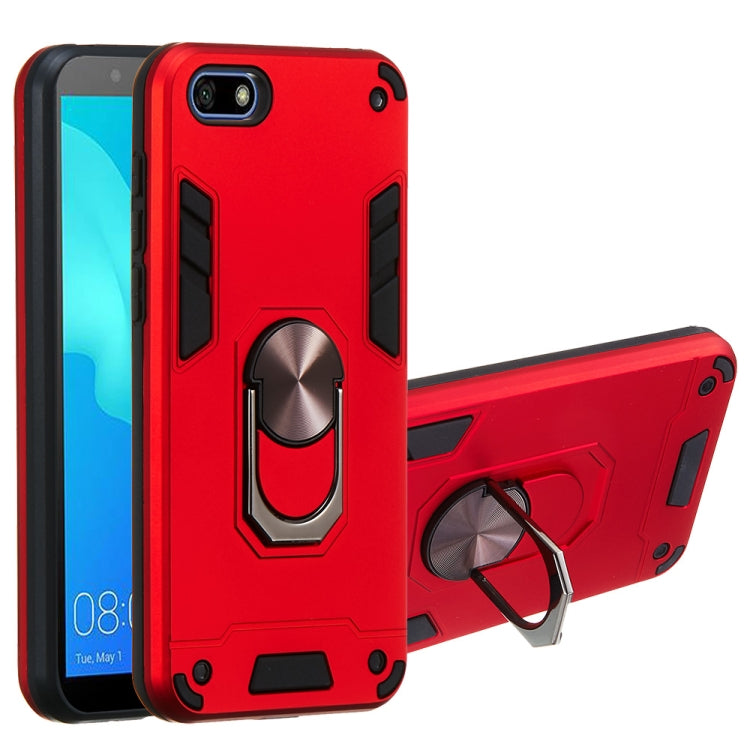 For Huawei Y5 (2018) / Y5 Prime (2018) 2 in 1 Armour Series PC + TPU Protective Case with Ring Holder
