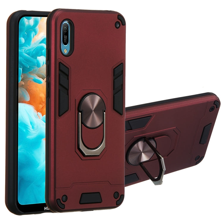 For Huawei Y6 Pro (2019) 2 in 1 Armour Series PC + TPU Protective Case with Ring Holder