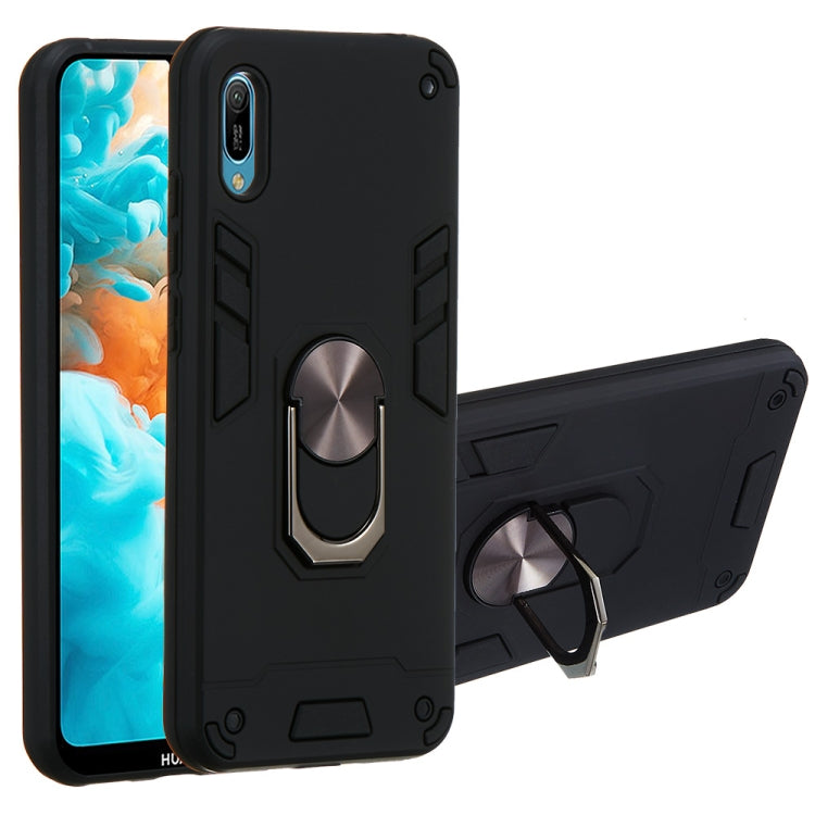 For Huawei Y6 Pro (2019) 2 in 1 Armour Series PC + TPU Protective Case with Ring Holder