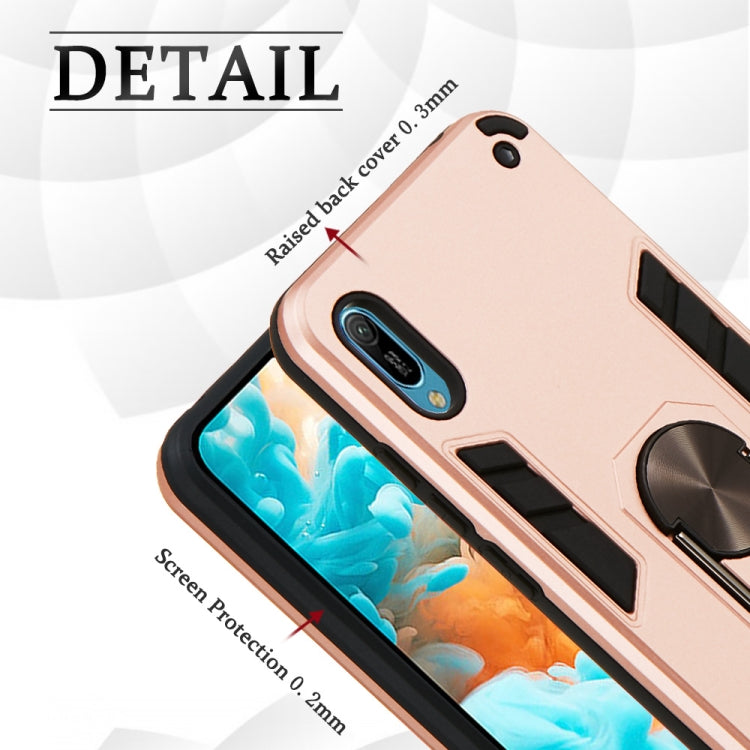 For Huawei Y6 Pro (2019) 2 in 1 Armour Series PC + TPU Protective Case with Ring Holder