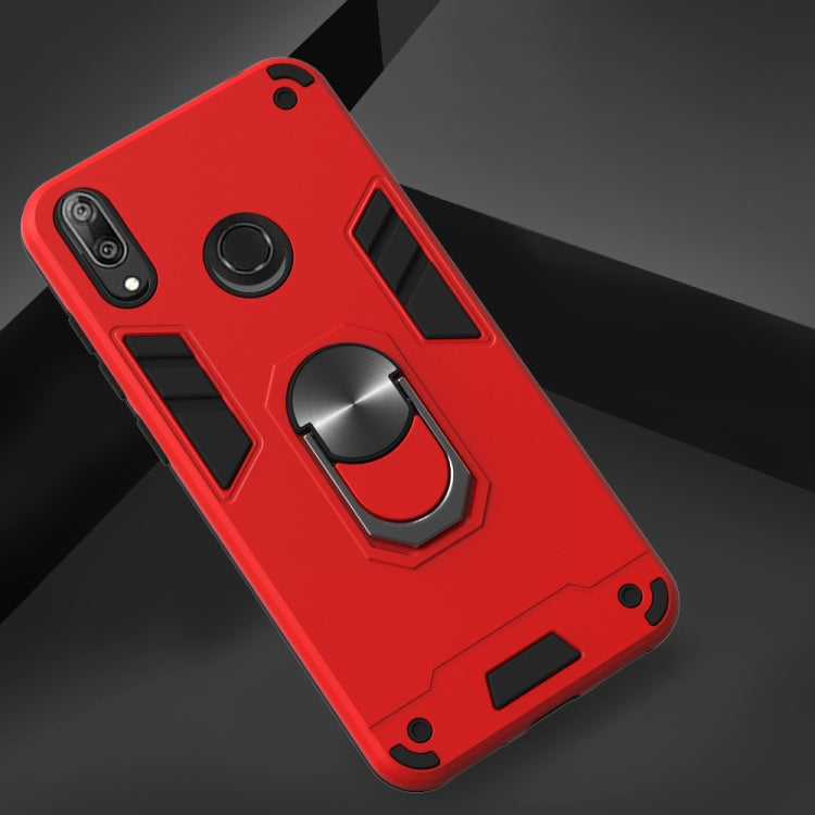 For Huawei Y7 (2019) / Y7 Prime (2019) 2 in 1 Armour Series PC + TPU Protective Case with Ring Holder