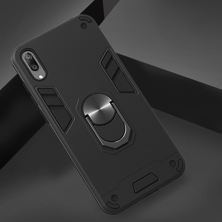 For Huawei Y7 Pro (2019) 2 in 1 Armour Series PC + TPU Protective Case with Ring Holder